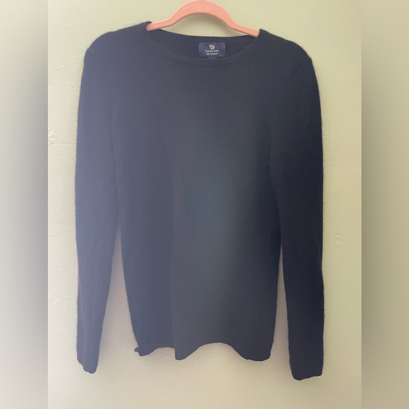 Lands’ End Basic Black Cashmere Crewneck Sweater - Picture 2 of 10